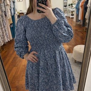 Floral Blue Smocked Dress